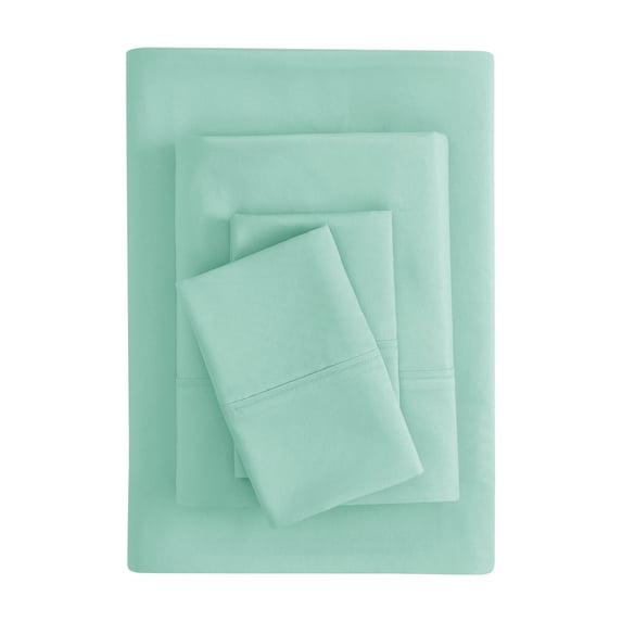 Mainstays Super Soft Brushed Microfiber Bed Sheet Set, Green Mint, Queen, 4 Piece