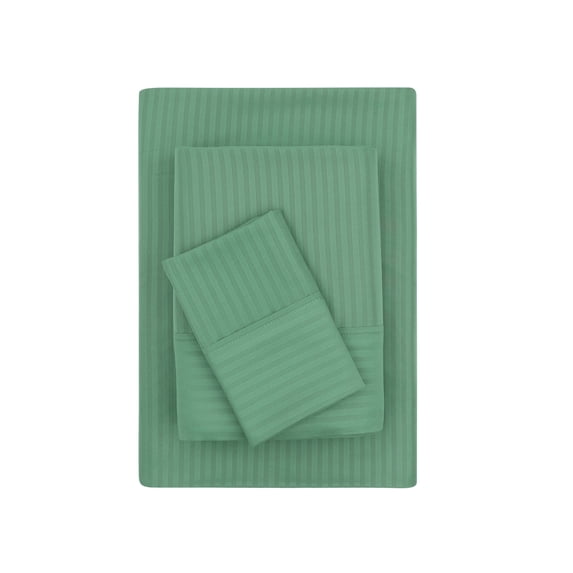 Mainstays Super Soft Brushed Microfiber Bed Sheet Set, Green Sage Embossed Stripe, Twin-XL, 3 Piece