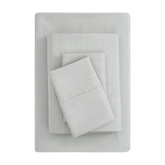 Mainstays Super Soft Brushed Microfiber Bed Sheet Set, Grey Stria, Queen, 4 Piece