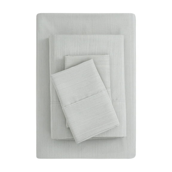 Mainstays Super Soft Brushed Microfiber Bed Sheet Set, Grey Stria, Queen, 4 Piece