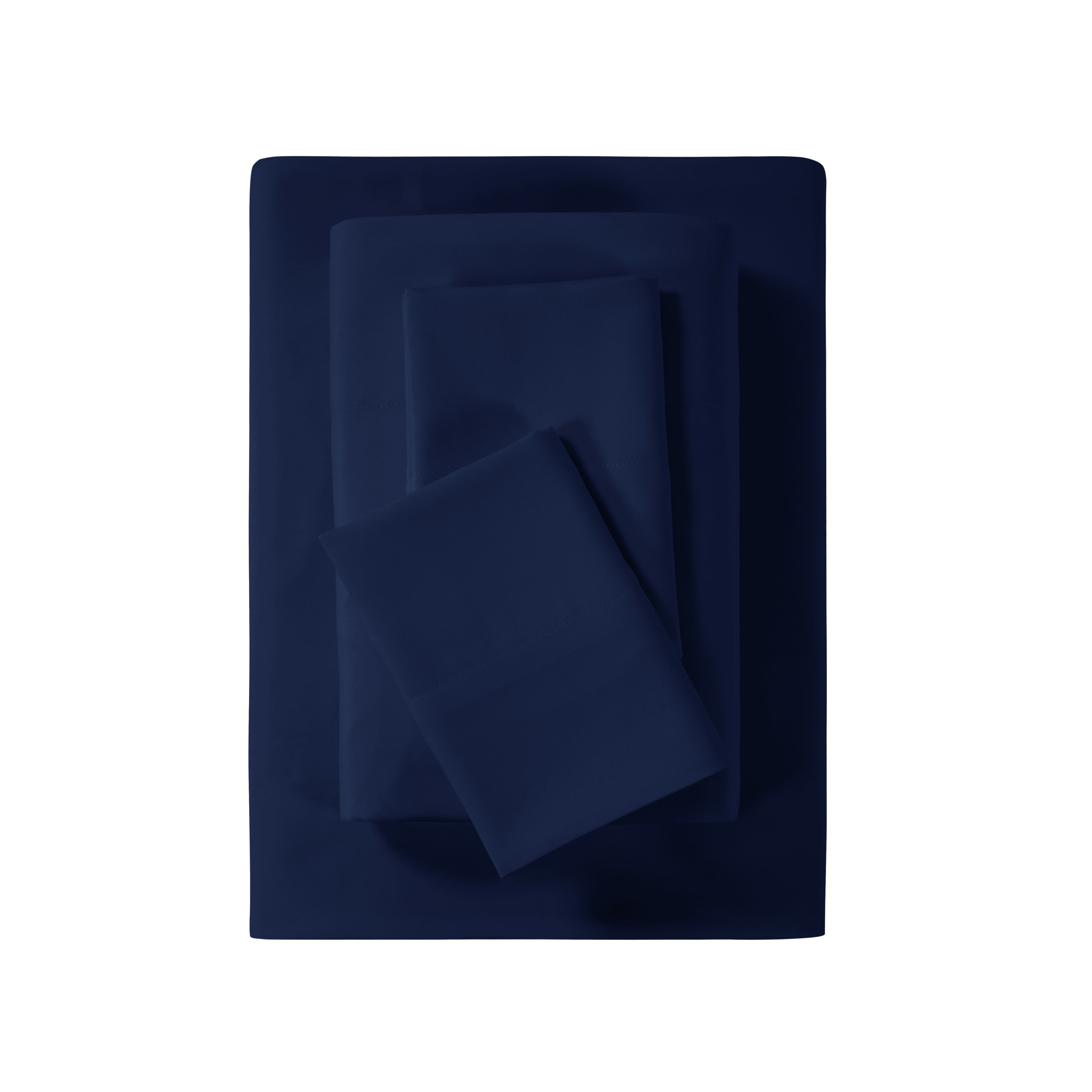 Mainstays Super Soft Brushed Microfiber Bed Sheet Set, King, Navy Blue, 4 Piece
