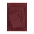 thumbnail image 1 of Mainstays Super Soft Brushed Microfiber Bed Sheet Set, Luscious Red Merlot Embossed Stripe, Queen, 4 Piece, 1 of 13