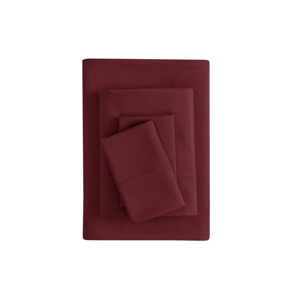 Mainstays Super Soft Brushed Microfiber Bed Sheet Set, Luscious Red Merlot, King, 4 Piece