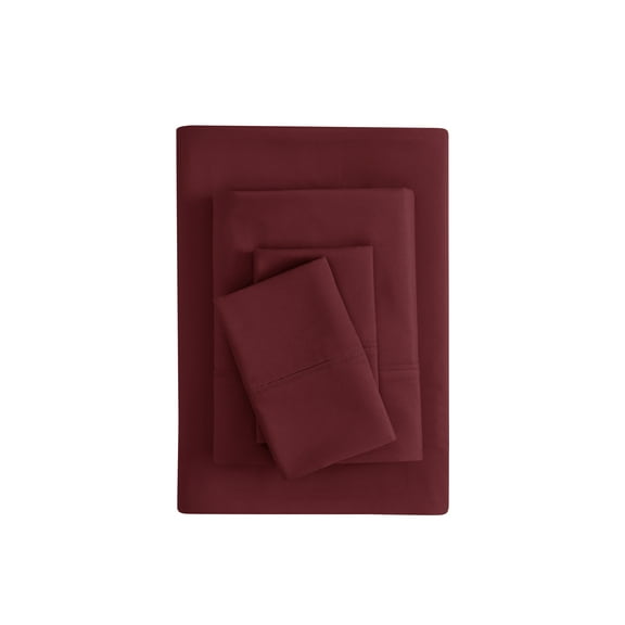 Mainstays Super Soft Brushed Microfiber Bed Sheet Set, Luscious Red Merlot, Queen, 4 Piece