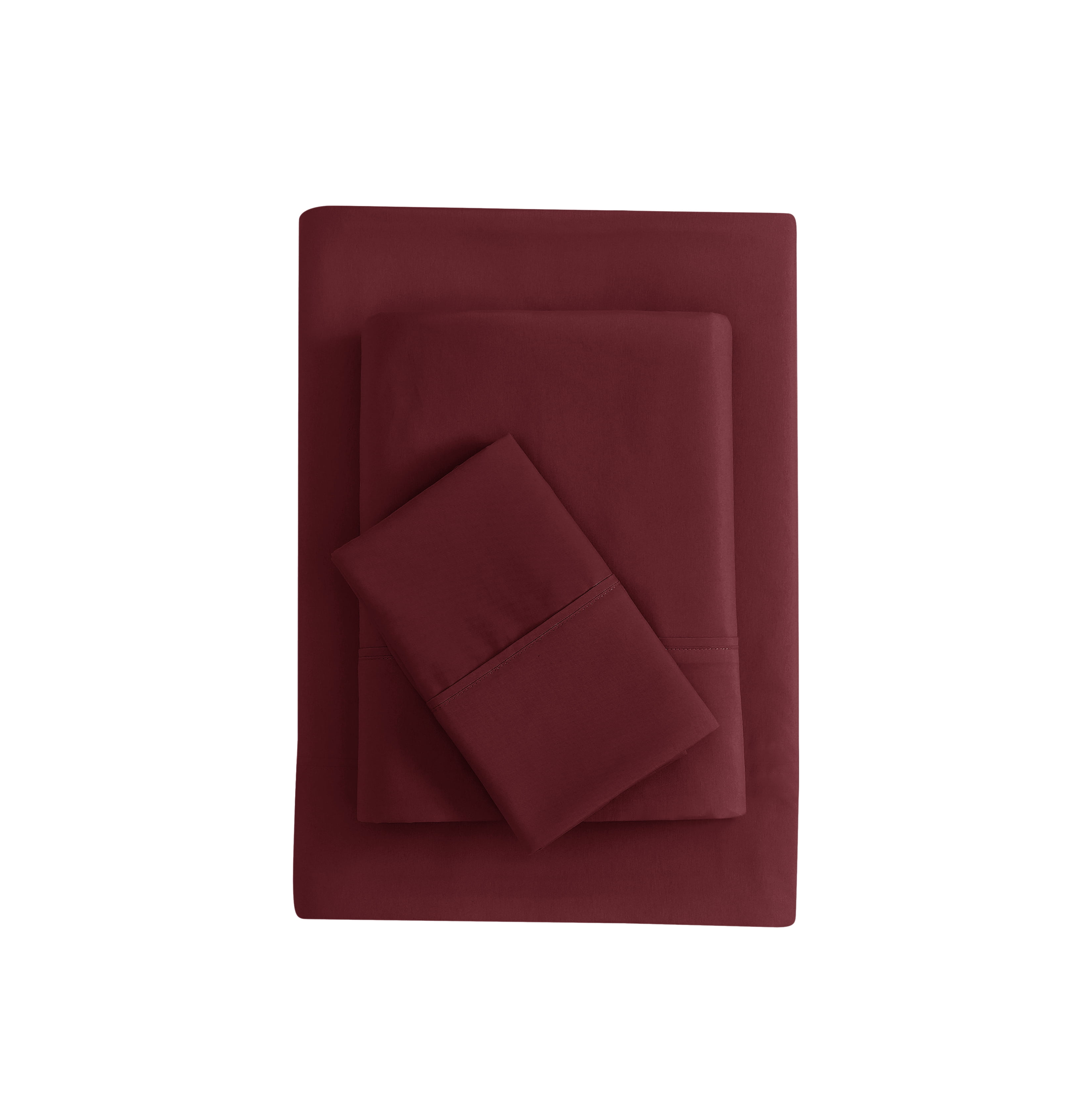 Mainstays Super Soft Brushed Microfiber Bed Sheet Set, Luscious Red Merlot, Twin-XL, 3 Piece
