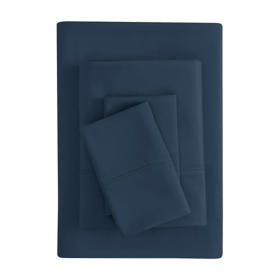 Mainstays Super Soft Brushed Microfiber Bed Sheet Set, Navy Blue, Full, 4 Piece