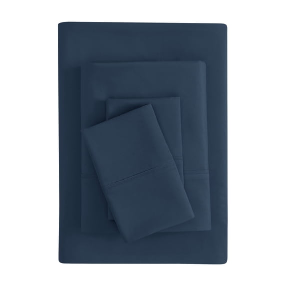 Mainstays Super Soft Brushed Microfiber Bed Sheet Set, Navy Blue, Queen, 4 Piece