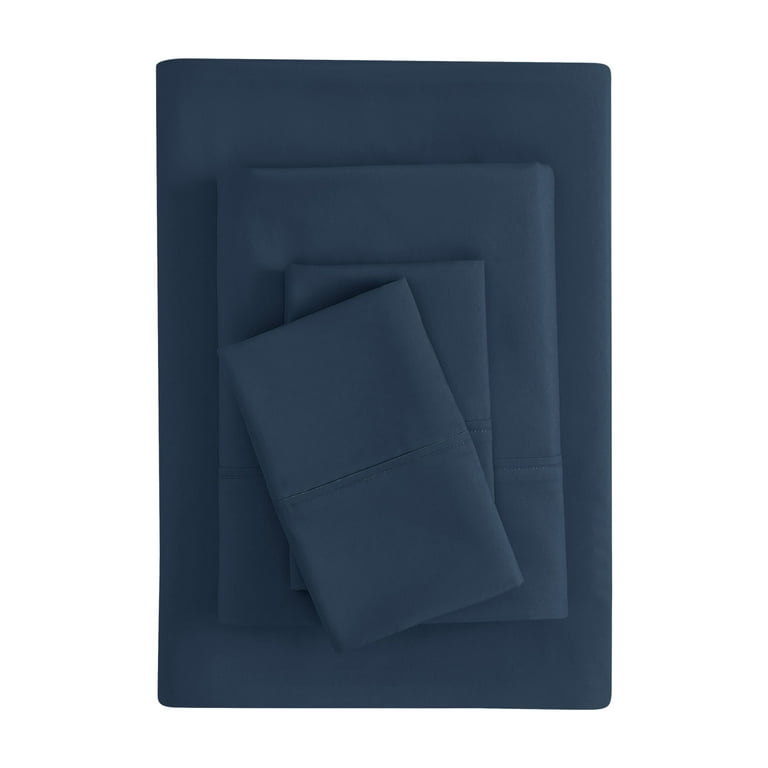 Mainstays Microfiber Bed Sheet Set Navy Blue Queen 4 Piece with
