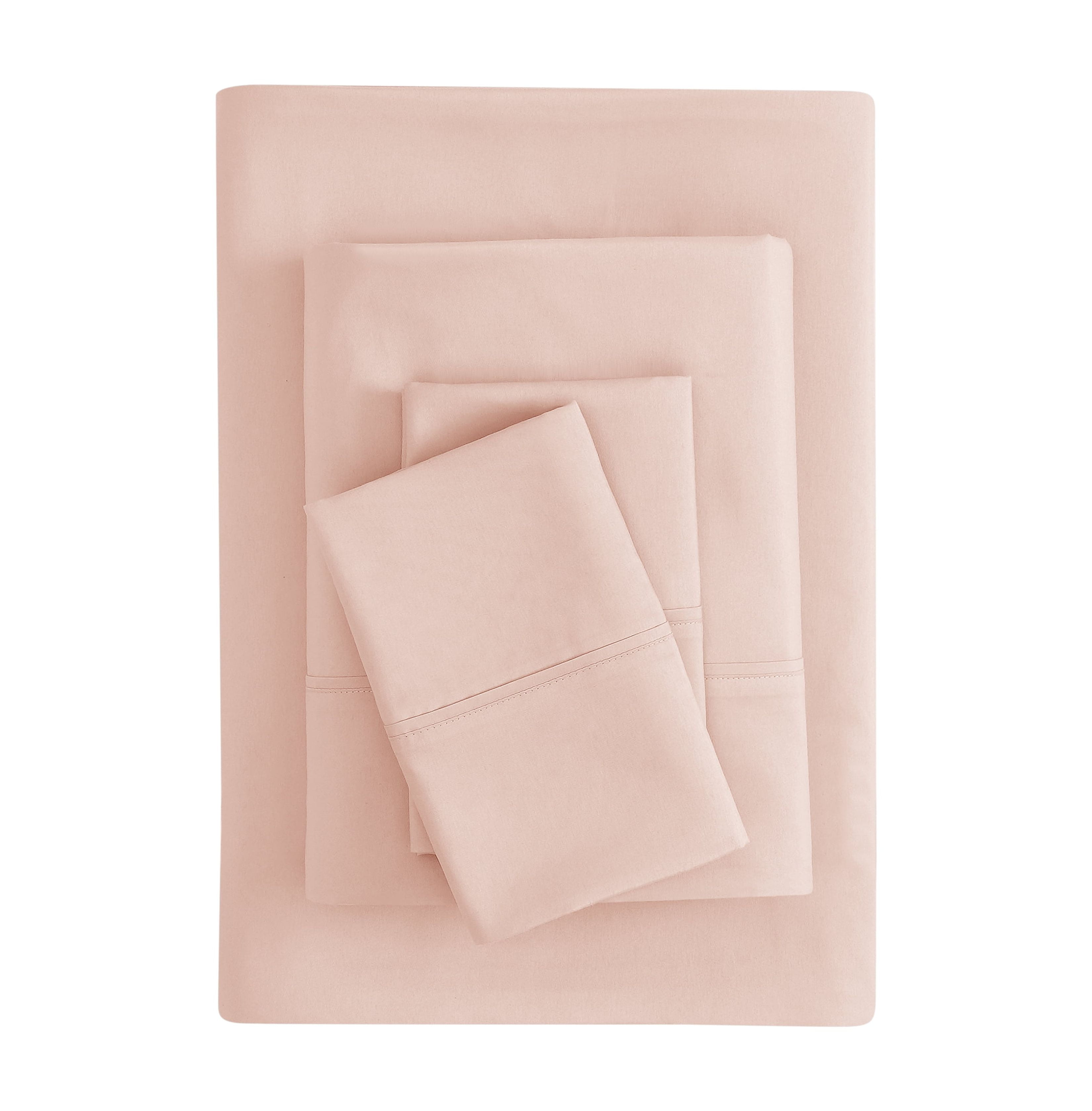 Mainstays Super Soft Brushed Microfiber Bed Sheet Set, Pink Blush, King, 4 Piece
