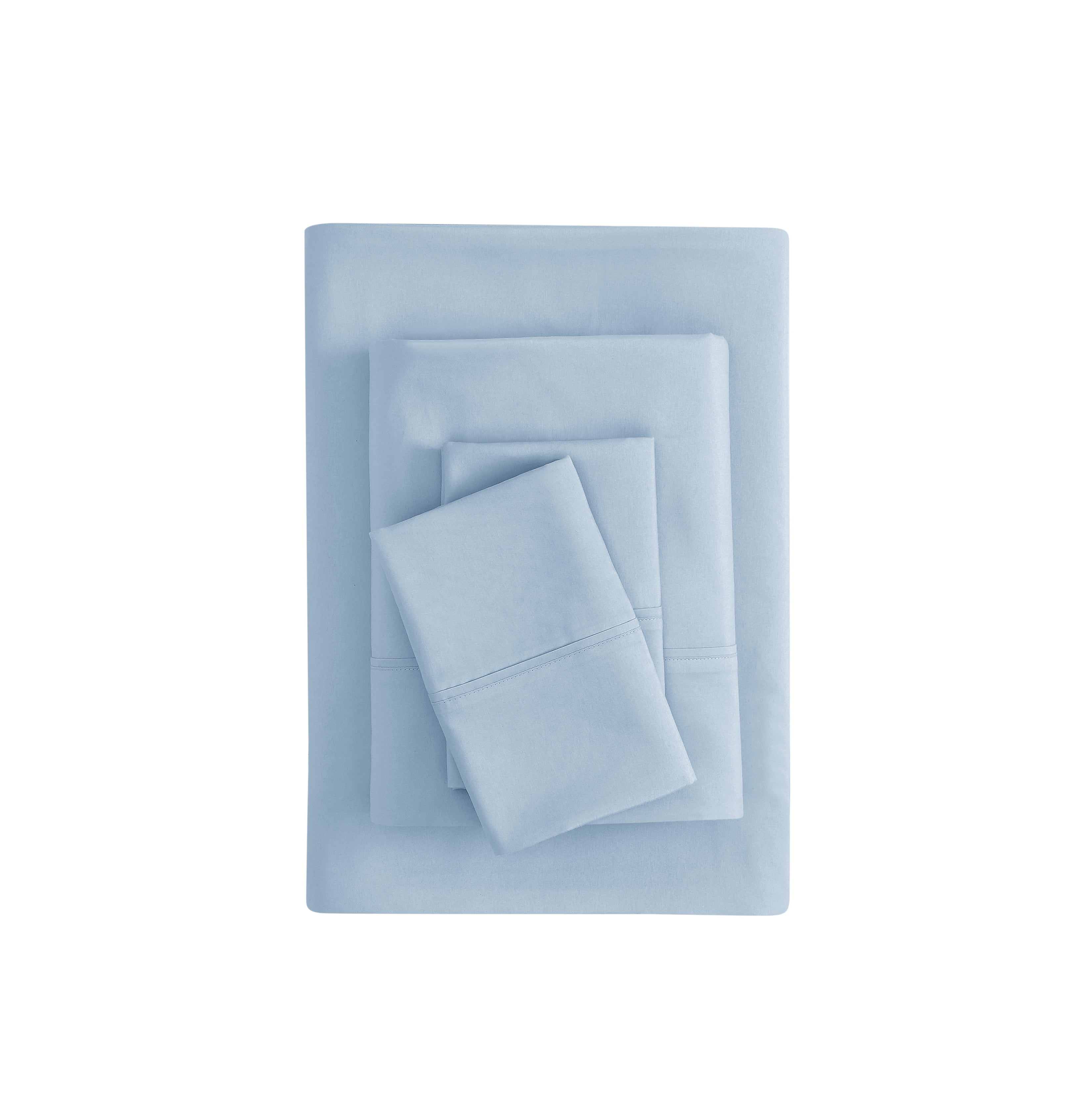 Mainstays Super Soft Brushed Microfiber Bed Sheet Set, Placid Blue, King, 4 Piece