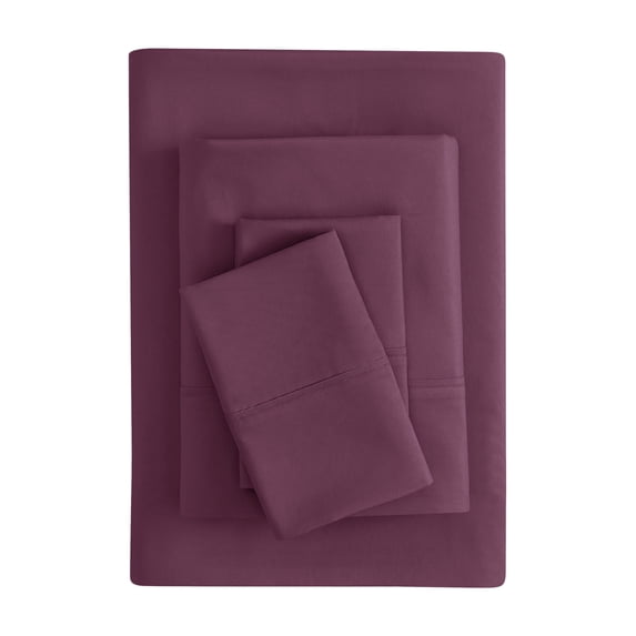 Mainstays Super Soft Brushed Microfiber Bed Sheet Set, Purple Eggplant, King, 4 Piece