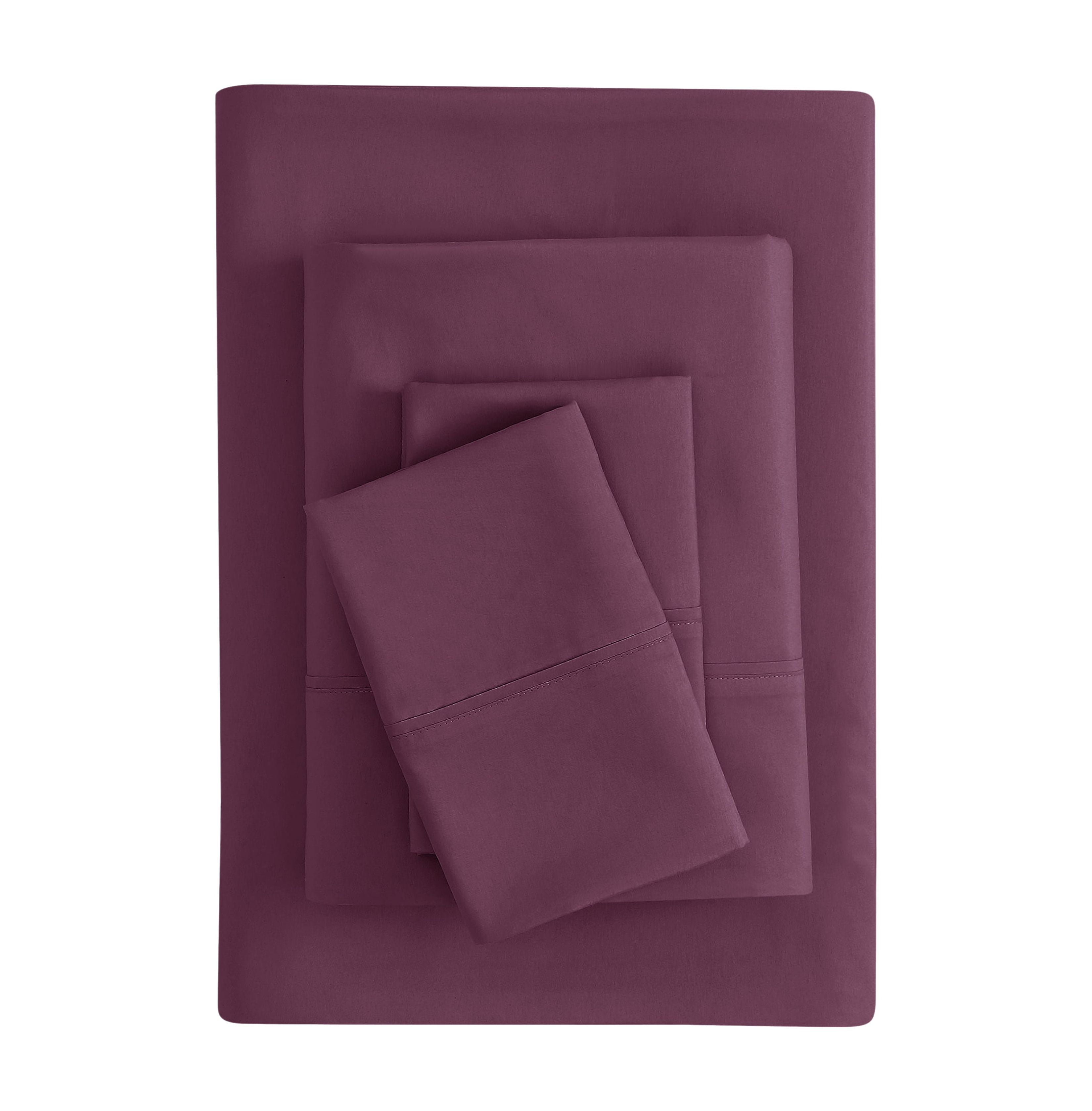Mainstays Super Soft Brushed Microfiber Bed Sheet Set, Purple Eggplant, Queen, 4 Piece