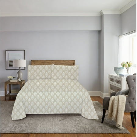 Mainstays Super Soft Brushed Microfiber Bed Sheet Set, Queen, Papyrus Beige, 4 Piece
