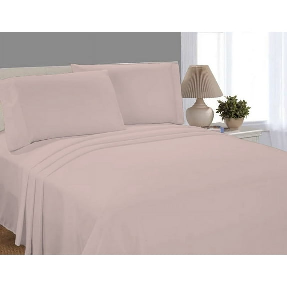 Mainstays Super Soft Brushed Microfiber Bed Sheet Set, Queen, Pink Blush, 4 Piece