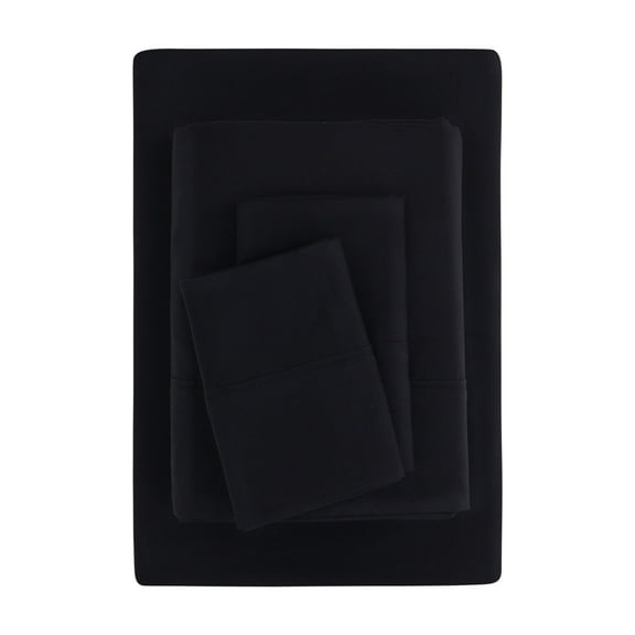 Mainstays Super Soft Brushed Microfiber Bed Sheet Set, Rich Black, Full, 4 Piece