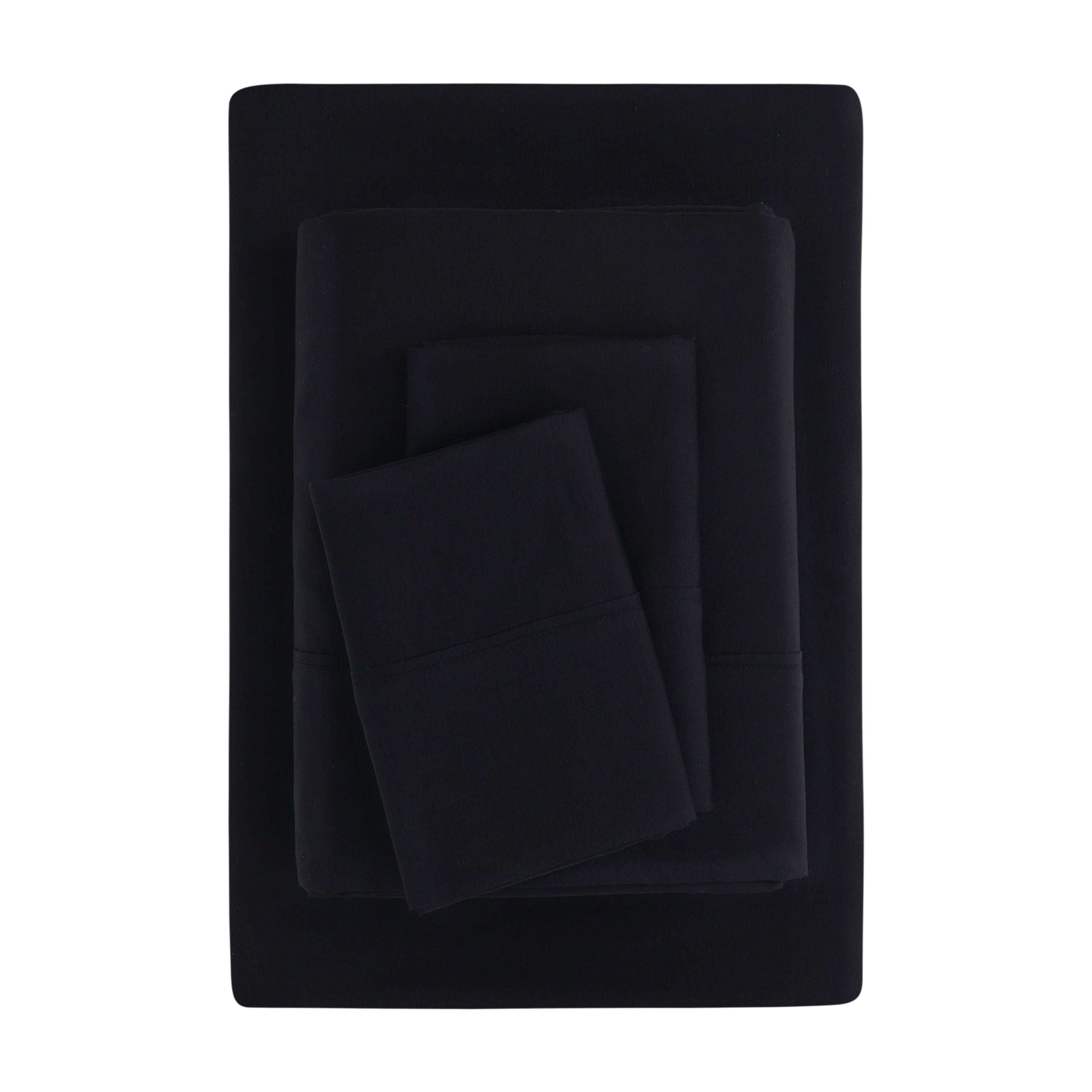 Mainstays Super Soft Brushed Microfiber Bed Sheet Set, Rich Black, King, 4 Piece