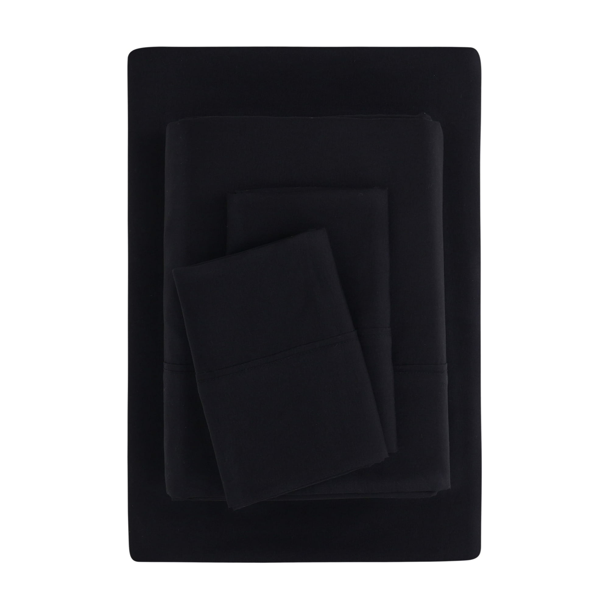 Mainstays Super Soft Brushed Microfiber Bed Sheet Set, Rich Black, Queen, 4 Piece