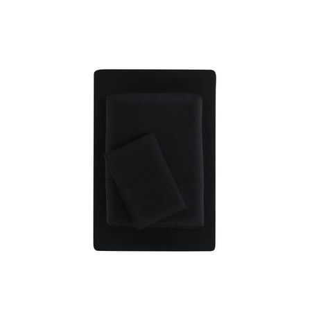 Mainstays Super Soft Brushed Microfiber Bed Sheet Set, Rich Black, Twin-XL, 3 Piece
