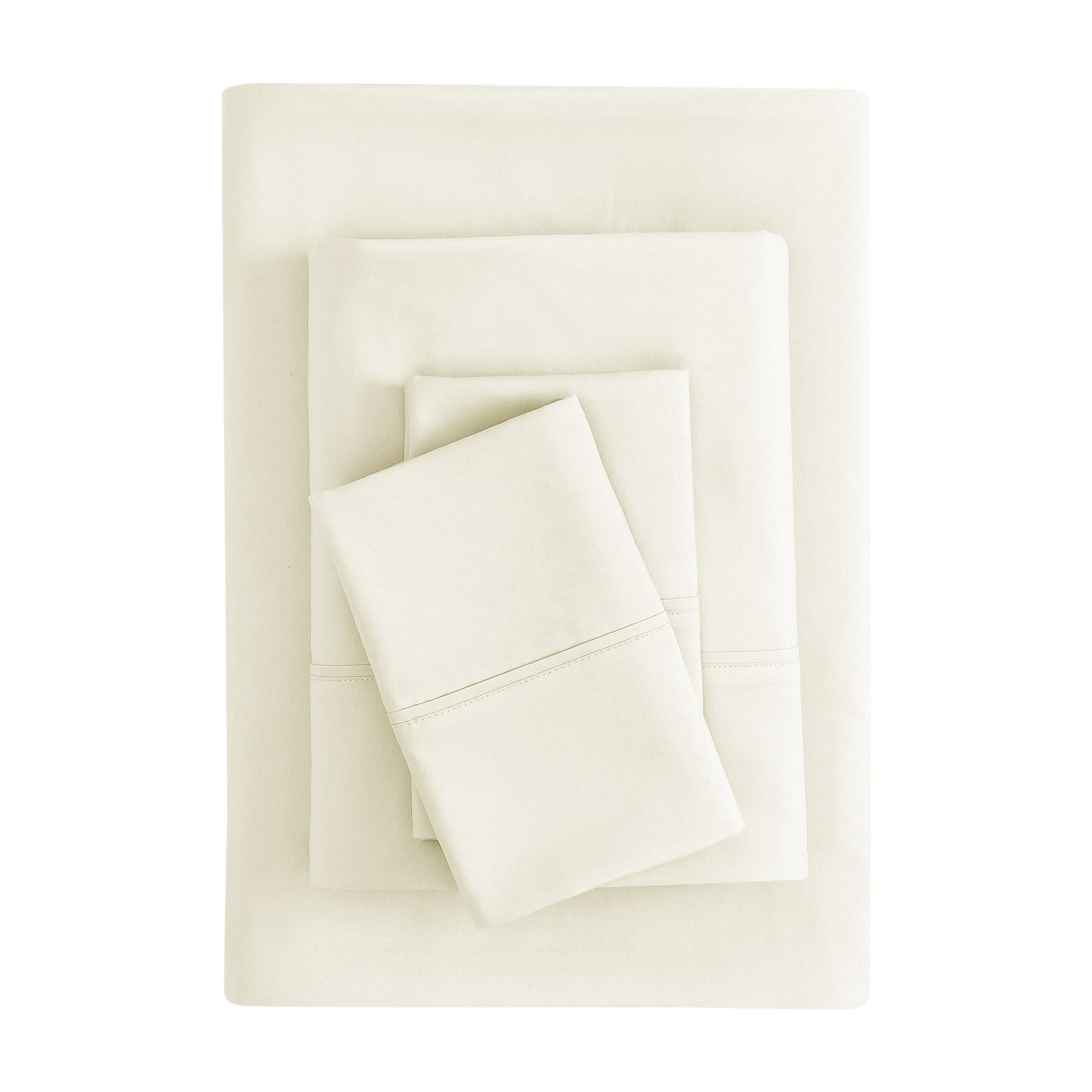 Mainstays Super Soft Brushed Microfiber Bed Sheet Set, Soft Ivory, King, 4 Piece