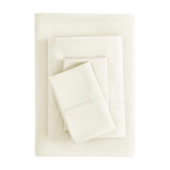 Mainstays Super Soft Brushed Microfiber Bed Sheet Set, Soft Ivory, King, 4 Piece