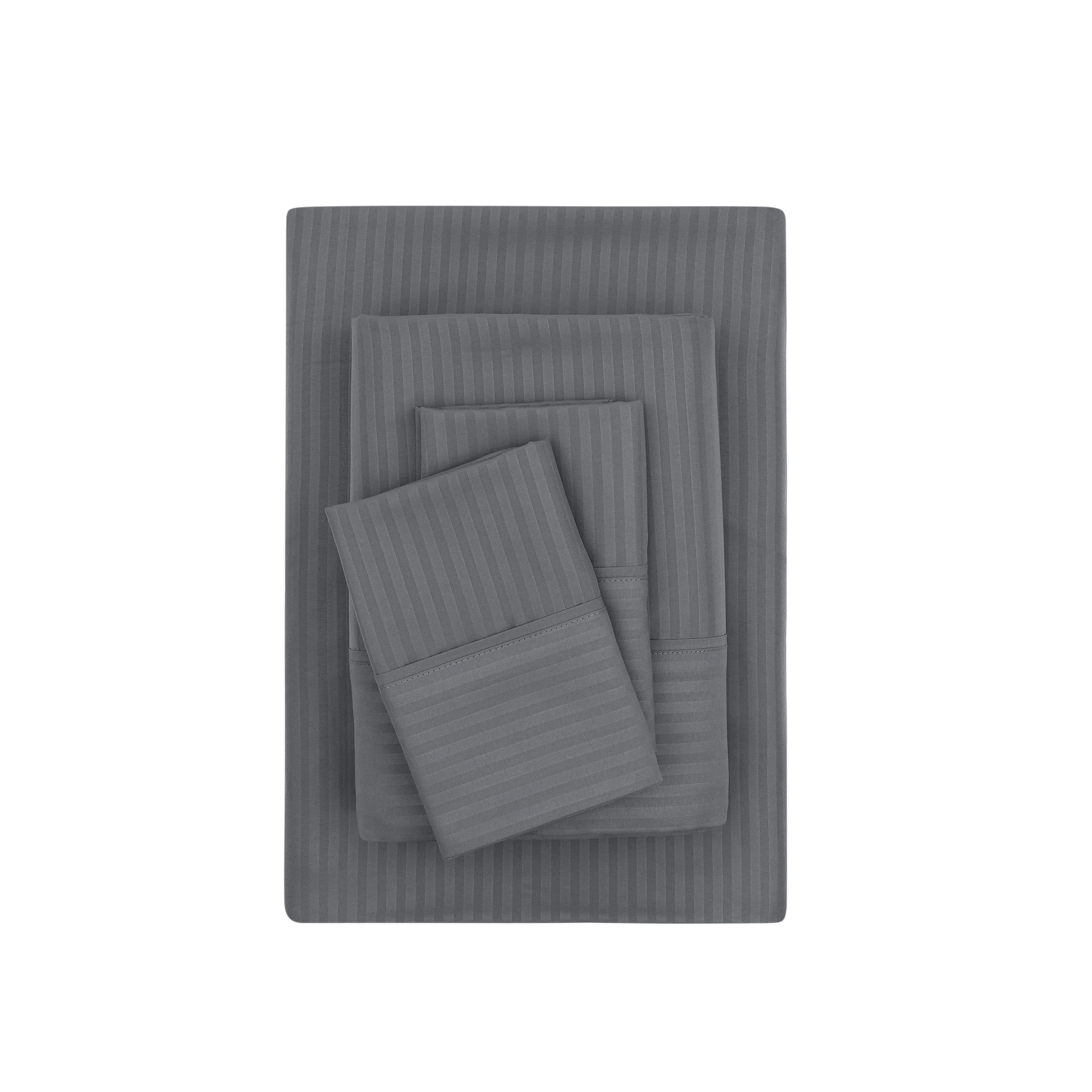 Mainstays Super Soft Brushed Microfiber Bed Sheet Set, Soothing Gray Embossed Stripe, King, 4 Piece