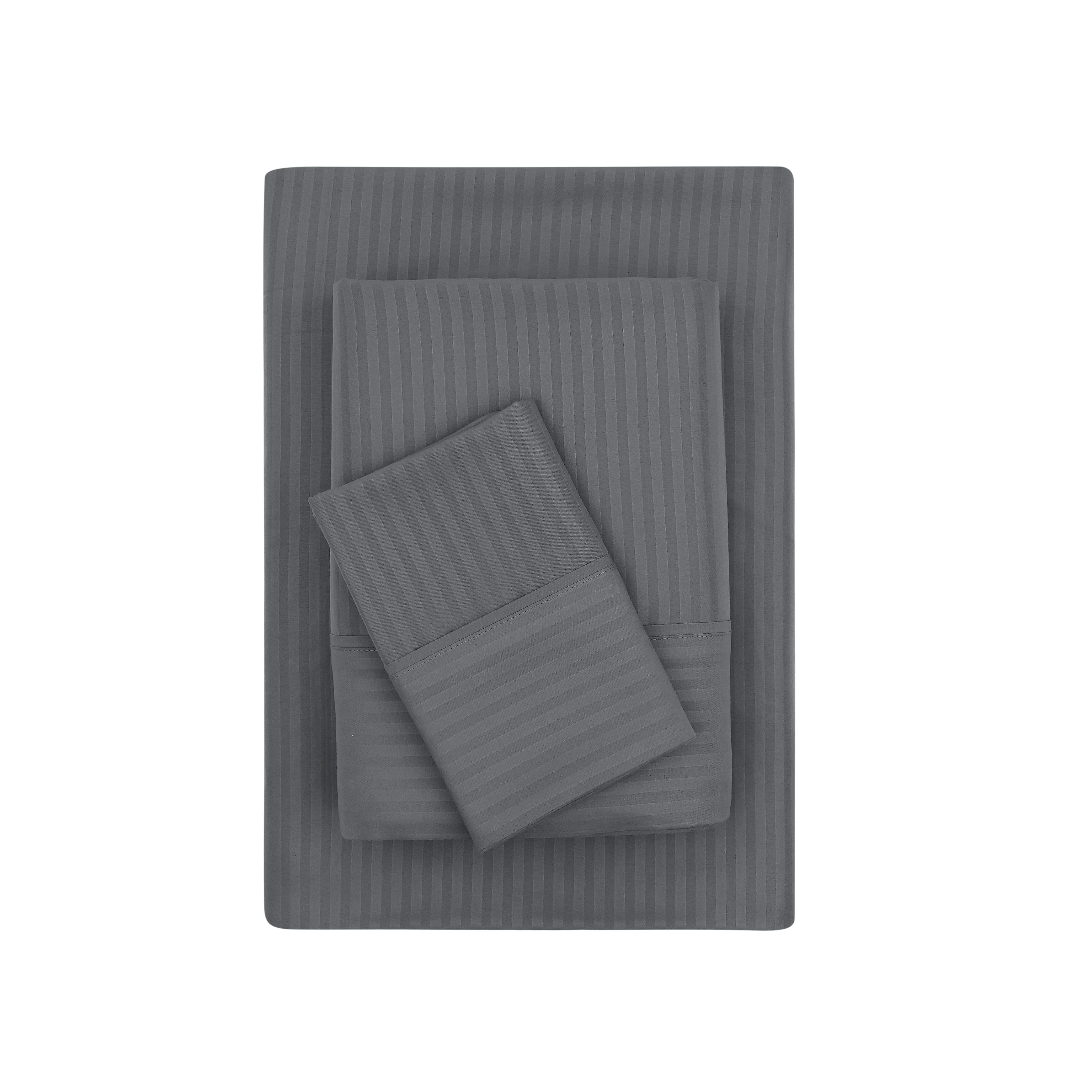 Mainstays Super Soft Brushed Microfiber Bed Sheet Set, Soothing Gray Embossed Stripe, Twin-XL, 3 Piece