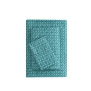 Mainstays Super Soft Brushed Microfiber Bed Sheet Set, Teal Medallion, Twin-XL, 3 Piece