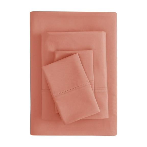 Mainstays Super Soft Brushed Microfiber Bed Sheet Set, Terracotta Clay, Queen, 4 Piece