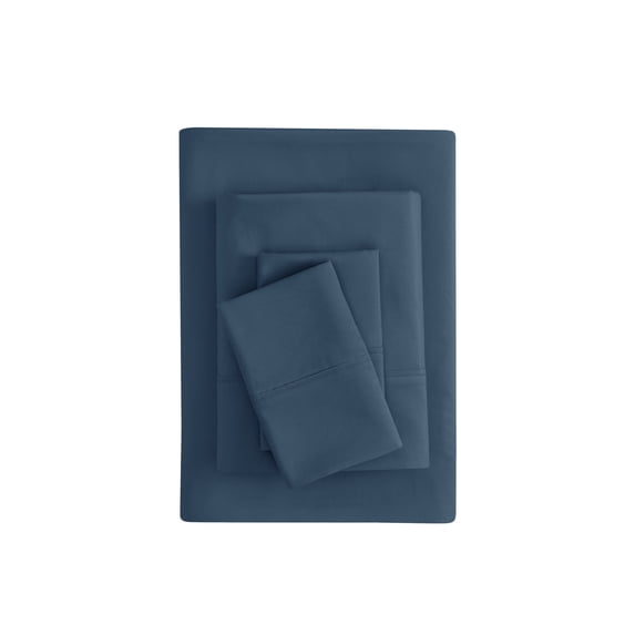 Mainstays Super Soft Brushed Microfiber Bed Sheet Set, Washed Dark Blue, Queen, 4 Piece
