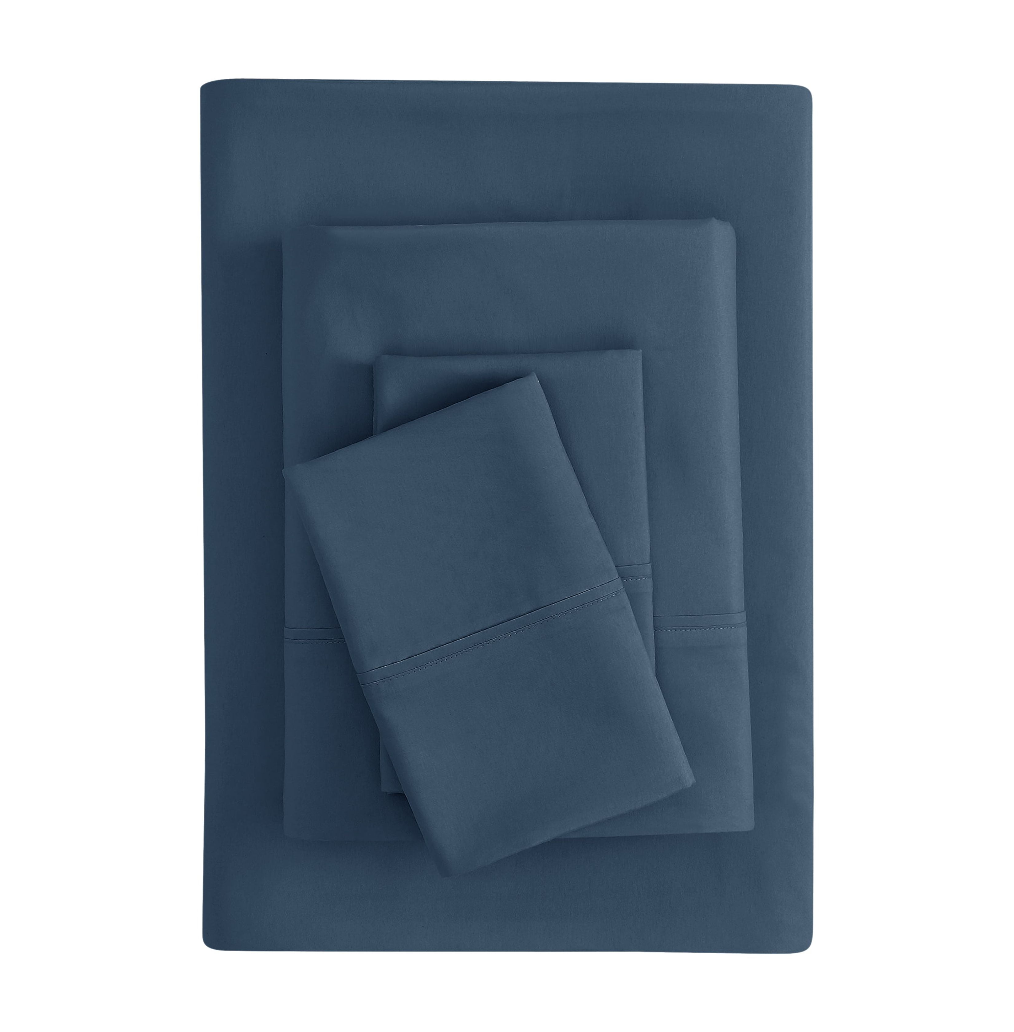 Mainstays Super Soft Brushed Microfiber Bed Sheet Set, Washed Dark Blue ...