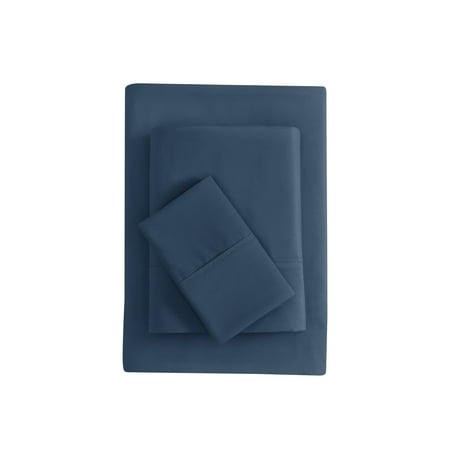 Mainstays Super Soft Brushed Microfiber Bed Sheet Set, Washed Dark Blue, Twin-XL, 3 Piece