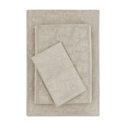 Mainstays Super Soft Brushed Microfiber Bed Sheet Set, Washed Tan Embossed Hayden Paisley, Twin-XL, 3 Piece