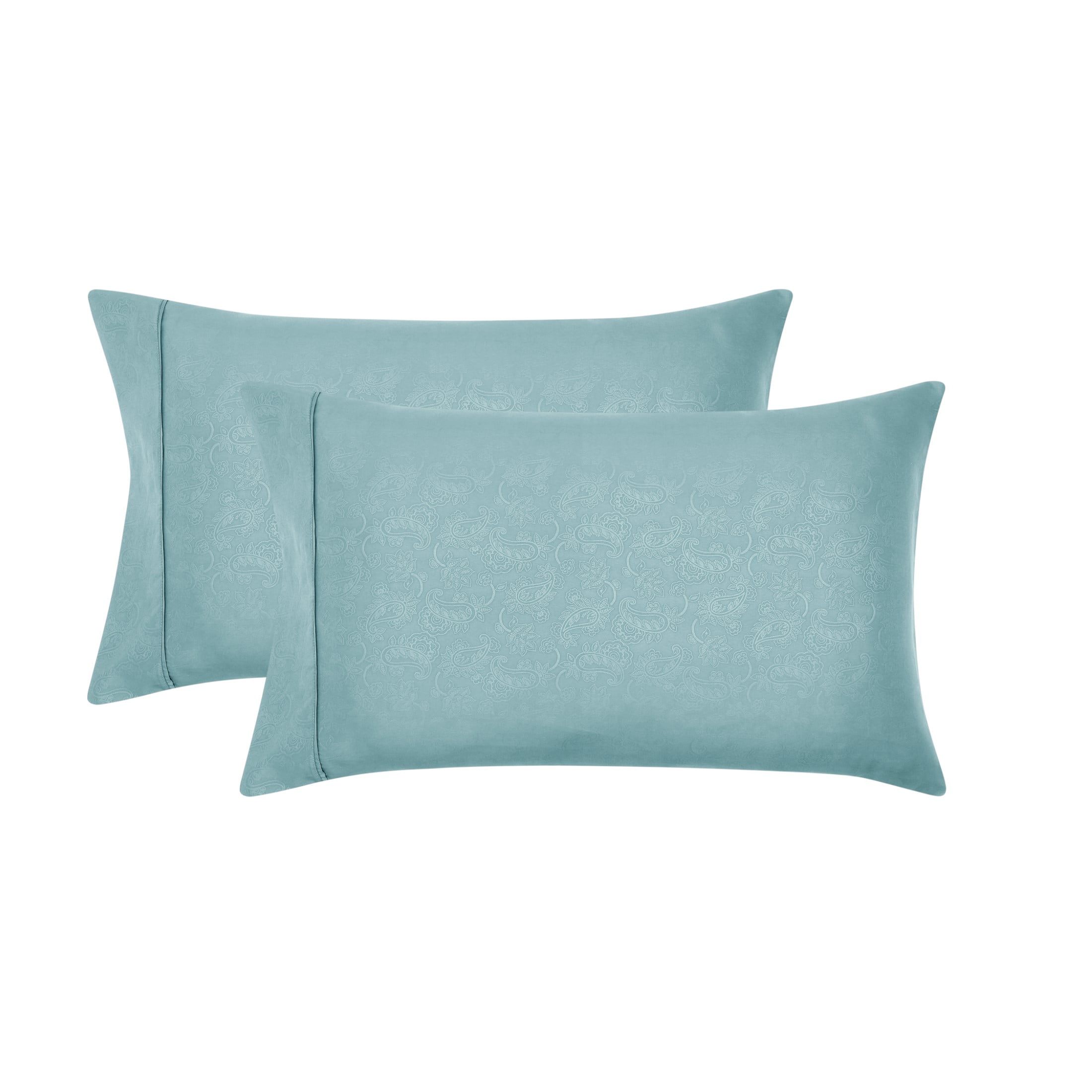 Mainstays Super Soft Brushed Microfiber Pillowcase Set, Blue Cameo Embossed Hayden Paisley, King, 2 Piece