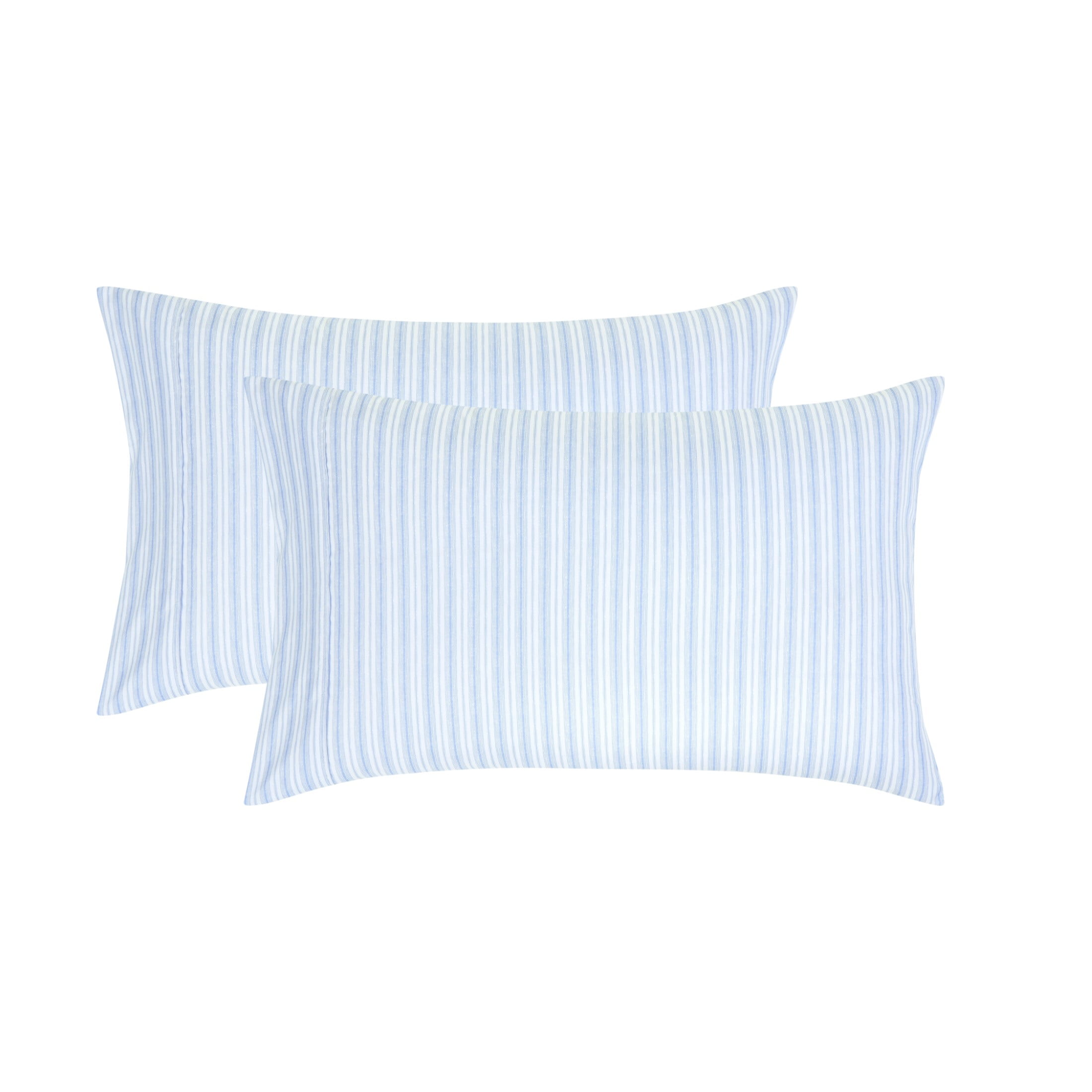 Mainstays Super Soft Brushed Microfiber Pillowcase Set, Blue Stripe, King, 2 Piece