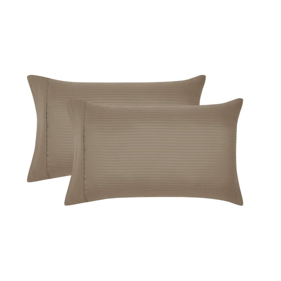 Mainstays Super Soft Brushed Microfiber Pillowcase Set, Brown Bag Embossed Stripe, King, 2 Piece