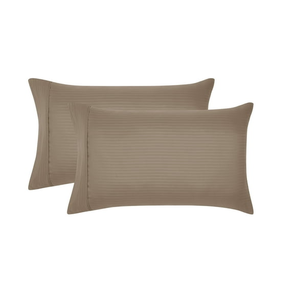 Mainstays Super Soft Brushed Microfiber Pillowcase Set, Brown Bag Embossed Stripe, Standard/Queen, 2 Piece