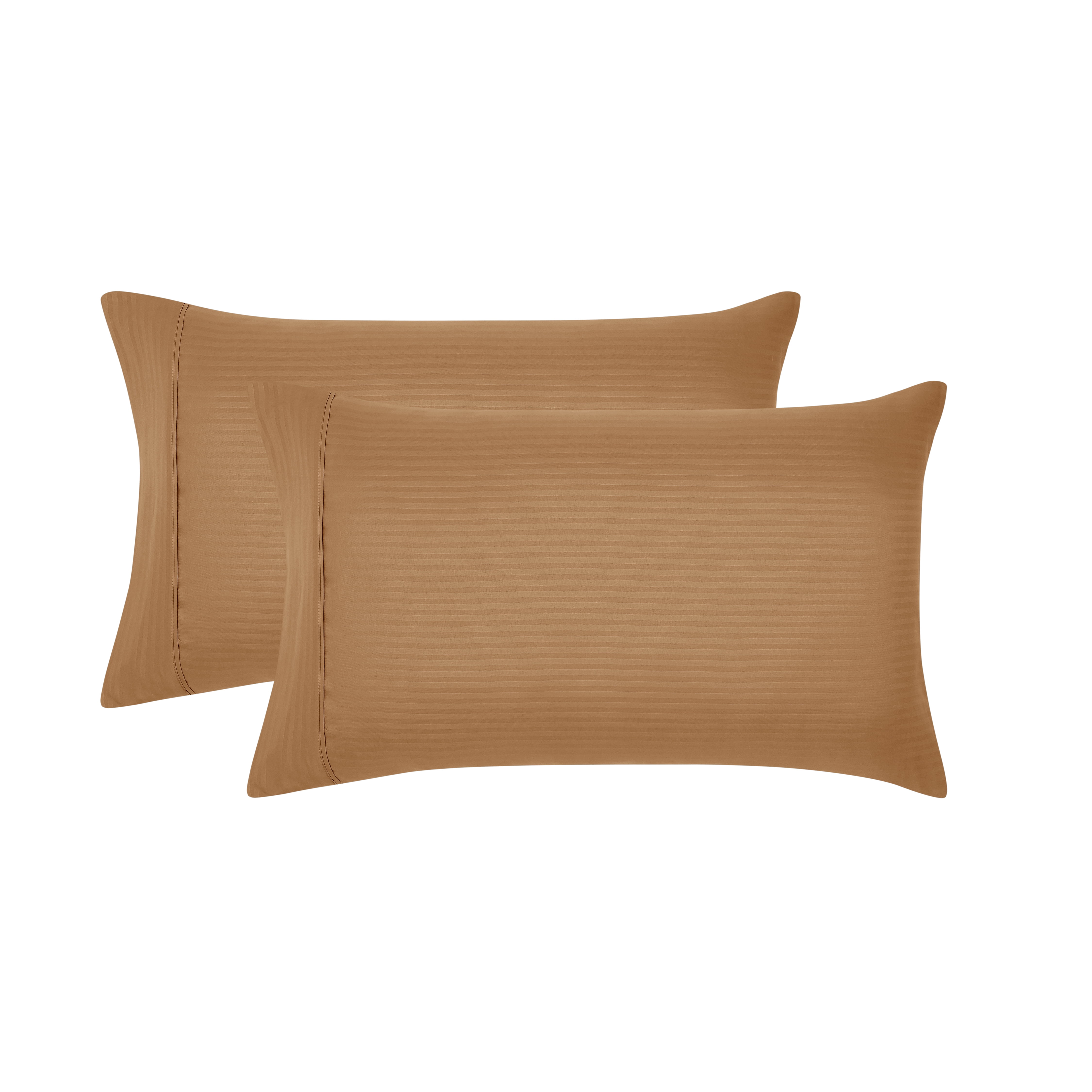 Mainstays Super Soft Brushed Microfiber Pillowcase Set, Caramel Brown Embossed Stripe, King, 2 Piece