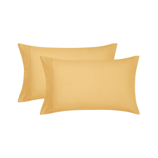 Mainstays Super Soft Brushed Microfiber Pillowcase Set, Golden Mustard, King, 2 Piece