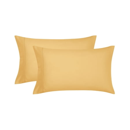 Mainstays Super Soft Brushed Microfiber Pillowcase Set, Golden Mustard, Standard/Queen, 2 Piece