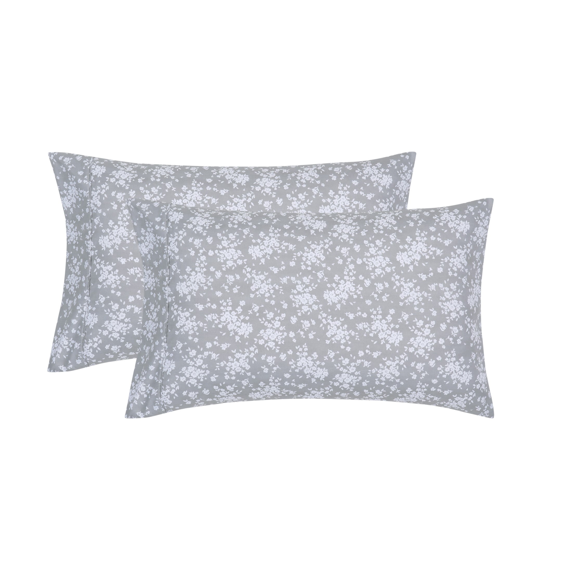 Mainstays Super Soft Brushed Microfiber Pillowcase Set, Gray Floral, King, 2 Piece
