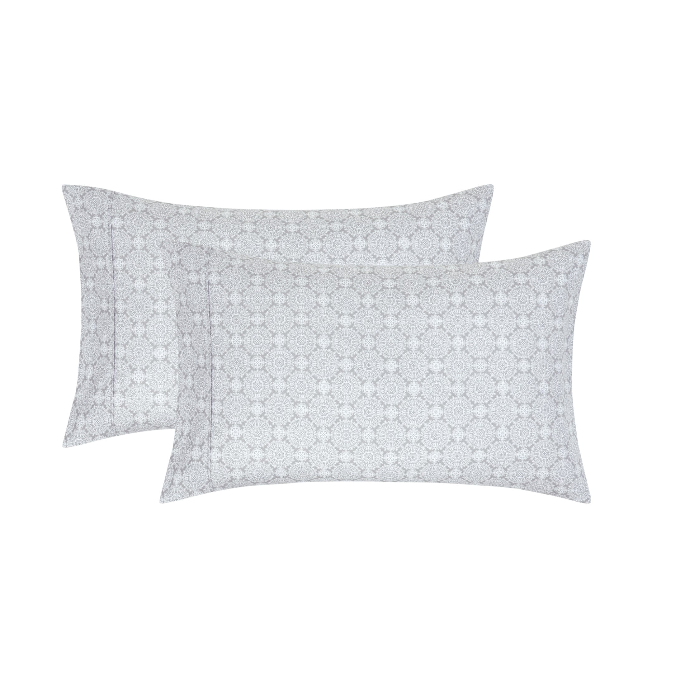 Mainstays Super Soft Brushed Microfiber Pillowcase Set, Gray Medallion, King, 2 Piece