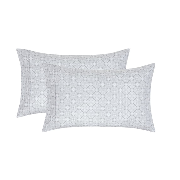 Mainstays Super Soft Brushed Microfiber Pillowcase Set, Gray Medallion, Standard/Queen, 2 Piece