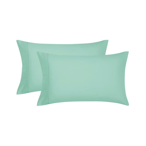 Mainstays Super Soft Brushed Microfiber Pillowcase Set, Green Mint, Standard/Queen, 2 Piece