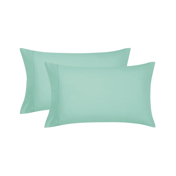 Mainstays Super Soft Brushed Microfiber Pillowcase Set, Green Mint, Standard/Queen, 2 Piece