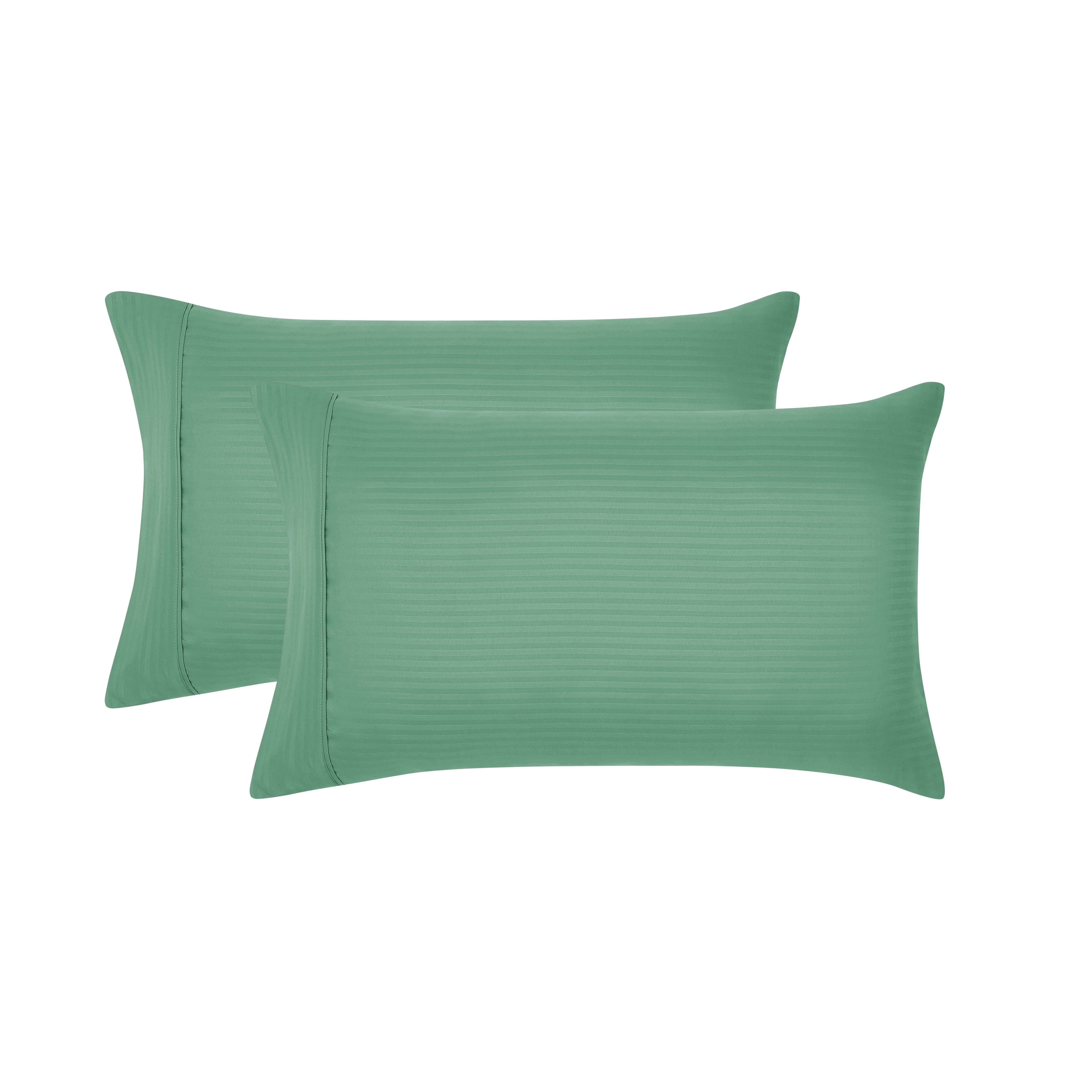 Mainstays Super Soft Brushed Microfiber Pillowcase Set, Green Sage Embossed Stripe, Standard/Queen, 2 Piece