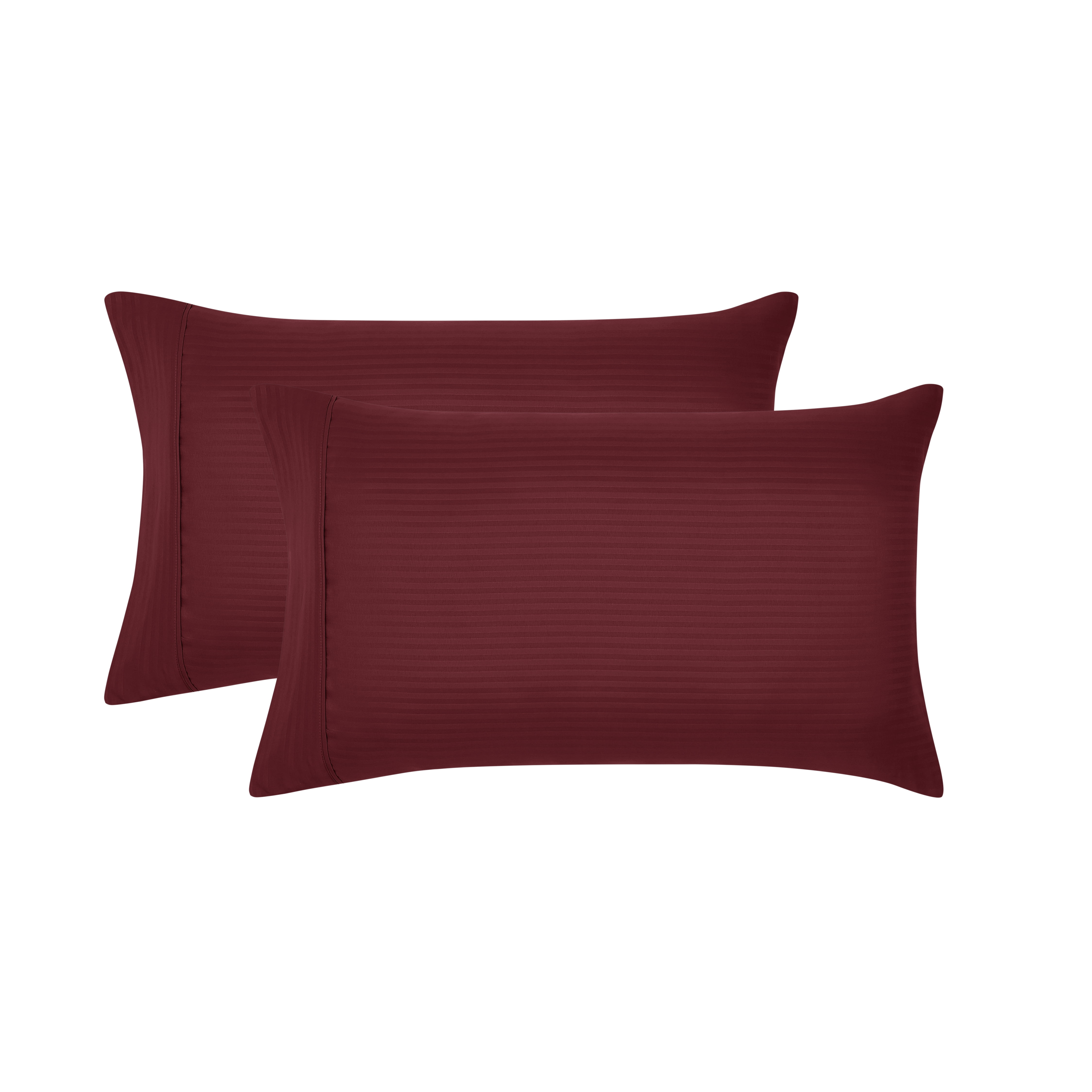 Mainstays Super Soft Brushed Microfiber Pillowcase Set, Luscious Red Merlot Embossed Stripe, Standard/Queen, 2 Piece