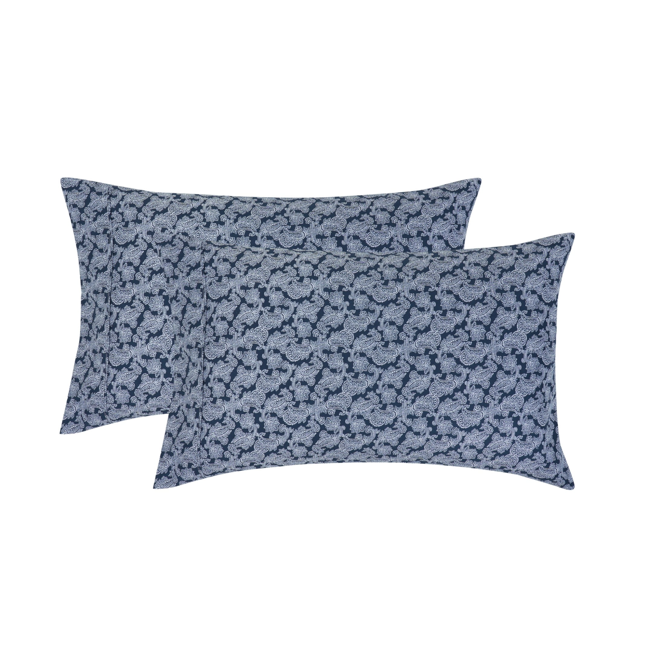 Mainstays Super Soft Brushed Microfiber Pillowcase Set, Navy Blue Hayden Paisley Print, King, 2 Piece