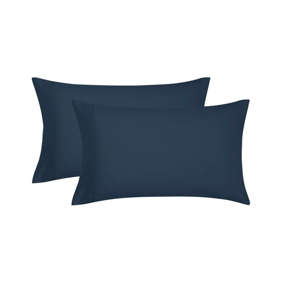 Mainstays Super Soft Brushed Microfiber Pillowcase Set, Navy Blue, King, 2 Piece