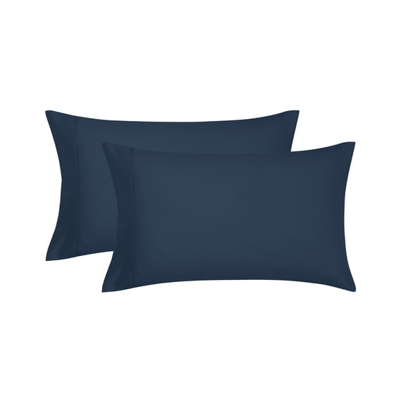 Mainstays Super Soft Brushed Microfiber Pillowcase Set, Navy Blue, King, 2 Piece