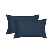 Mainstays Super Soft Brushed Microfiber Pillowcase Set, Navy Blue, Standard/Queen, 2 Piece